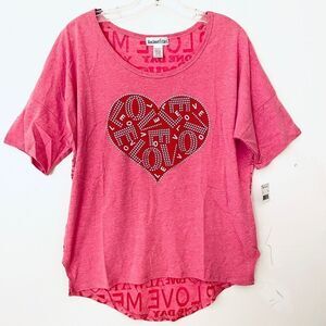 NWT Rocker Girl Sz XL Love Big Heart Graphic Short Sleeve High Hi Low T-Shirt